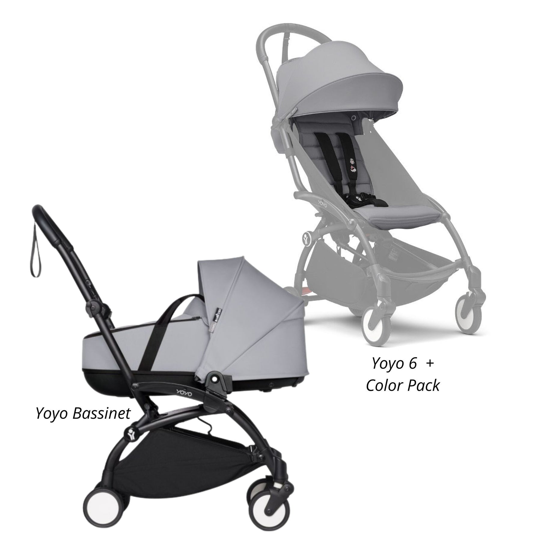 COCHE STOKKE YOYO³ COMPLETO CHASIS NEGRO CON BASSINET Y TEXTIL 2DA ETAPA