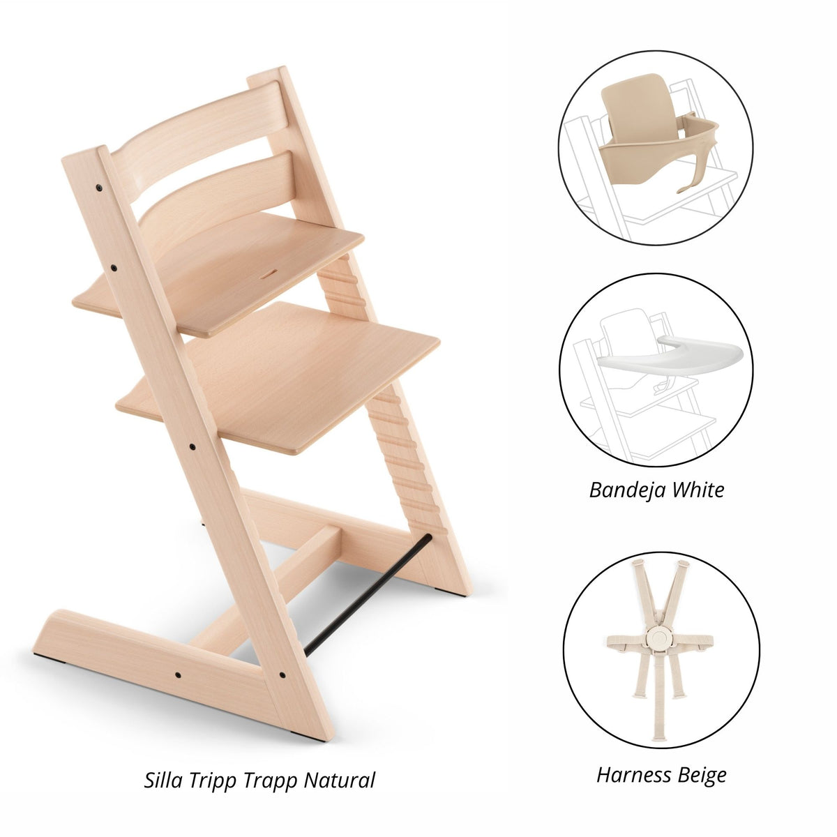 PACK ALIMENTANCIÓN 3 : SILLA TRIPP TRAPP + COJÍN+ HARNESS (GRATIS BABYSET) STOKKE