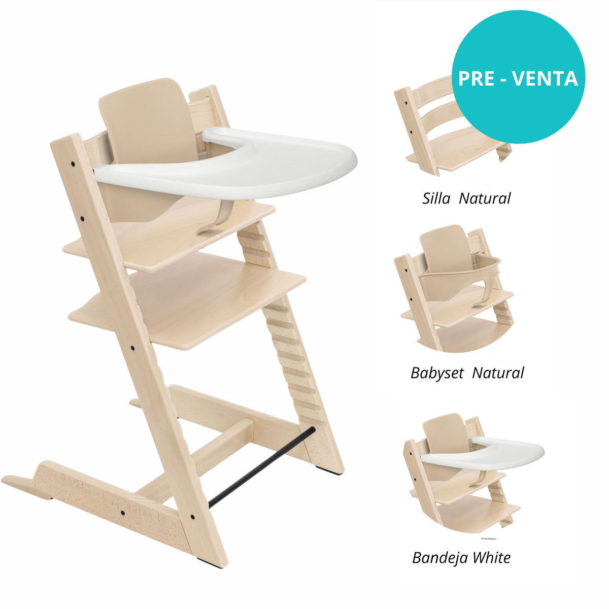 Pack alimentación: Silla Tripp Trapp + Babyset + Bandeja STOKKE