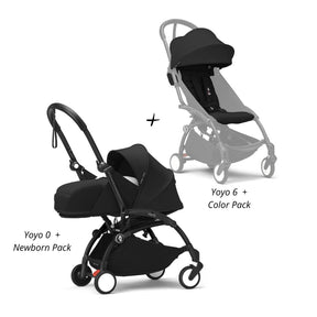 COCHE STOKKE YOYO³ COMPLETO CHASIS NEGRO NEWBORN 1RA ETAPA + TEXTIL 2DA ETAPA STOKKE