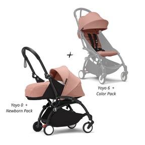 COCHE STOKKE YOYO³ COMPLETO CHASIS NEGRO NEWBORN 1RA ETAPA + TEXTIL 2DA ETAPA STOKKE