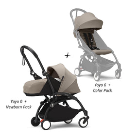 COCHE STOKKE YOYO³ COMPLETO CHASIS NEGRO NEWBORN 1RA ETAPA + TEXTIL 2DA ETAPA STOKKE