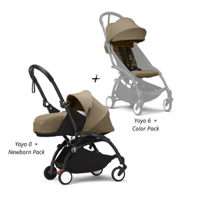 COCHE STOKKE YOYO³ COMPLETO CHASIS NEGRO NEWBORN 1RA ETAPA + TEXTIL 2DA ETAPA STOKKE