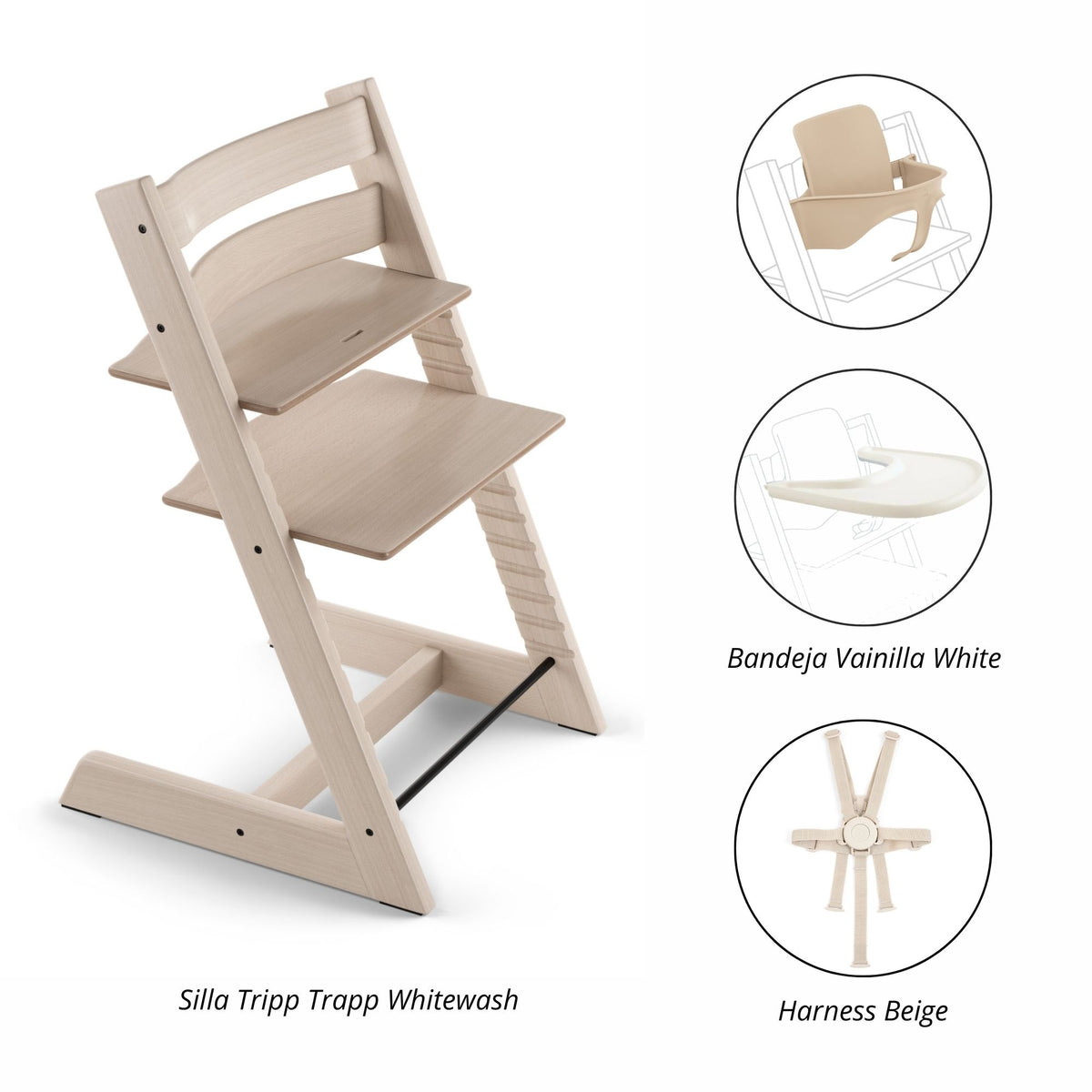 PACK ALIMENTANCIÓN 3 : SILLA TRIPP TRAPP + COJÍN+ HARNESS (GRATIS BABYSET) STOKKE