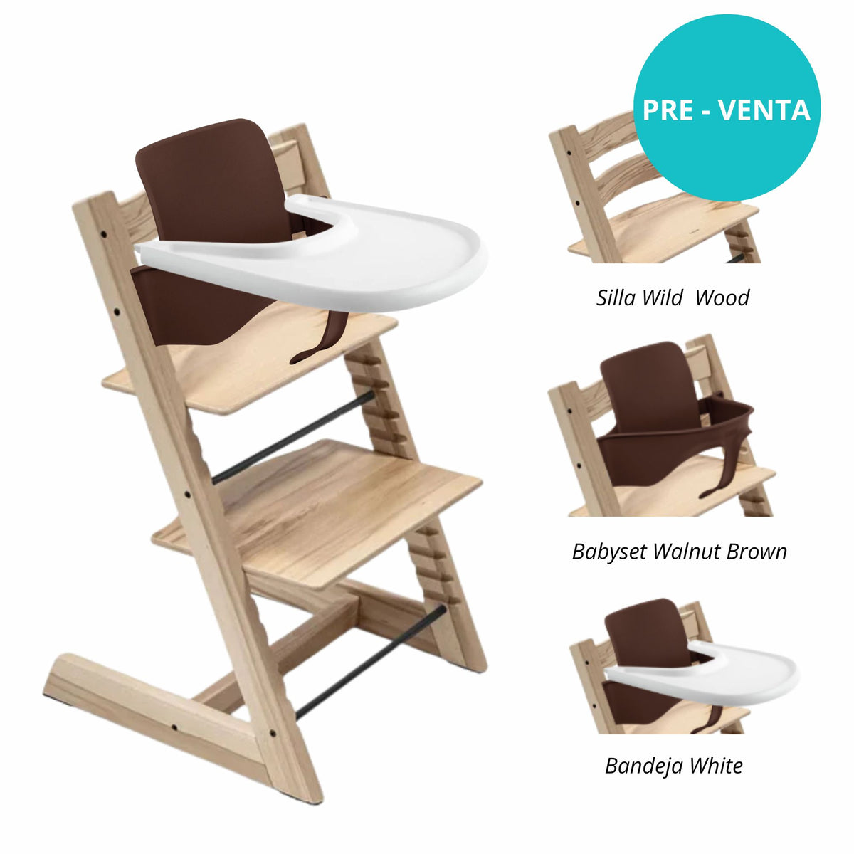 Pack alimentación: Silla Tripp Trapp + Babyset + Bandeja STOKKE