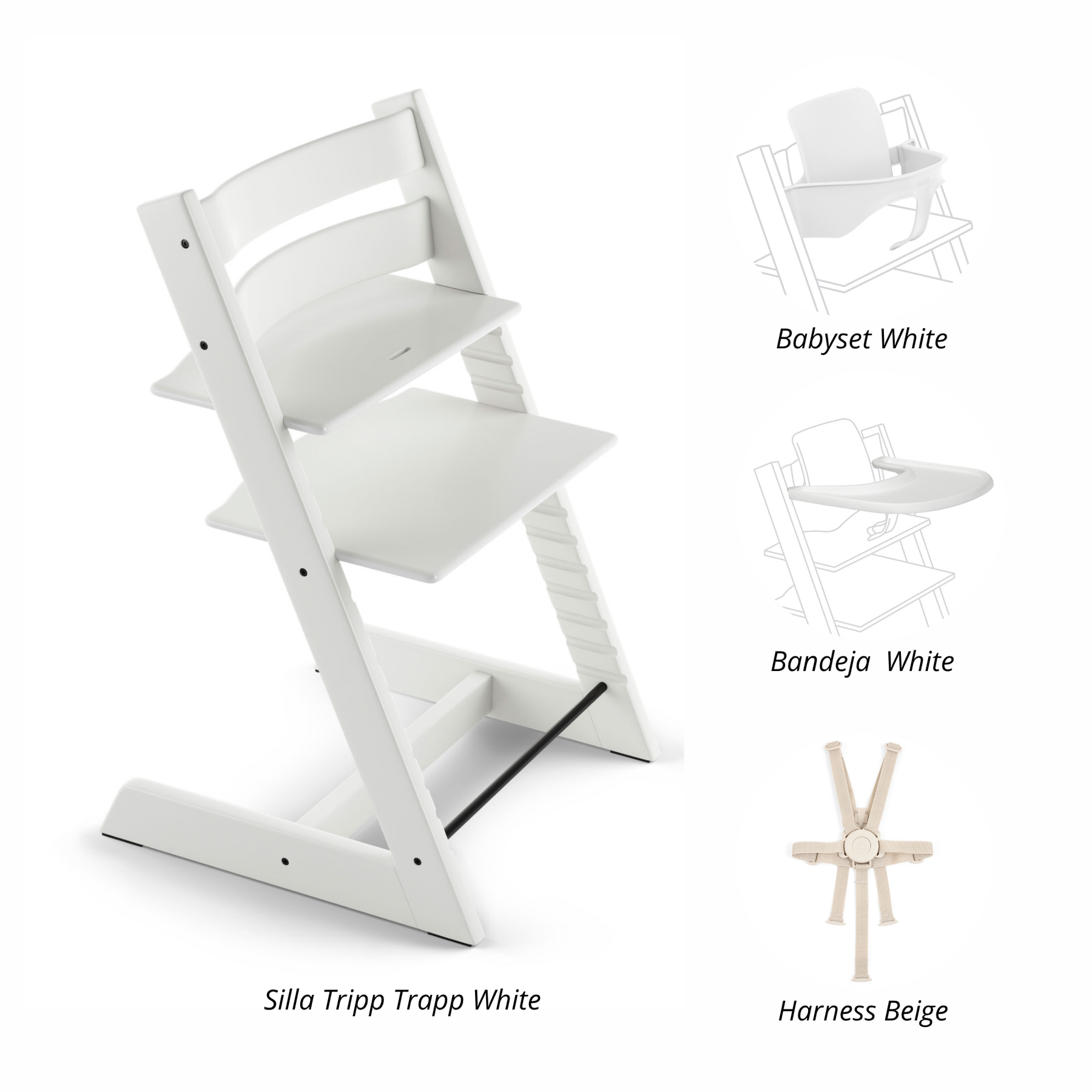 PACK ALIMENTANCIÓN 2 : SILLA TRIPP TRAPP + BABYSET + BANDEJA+ HARNESS STOKKE