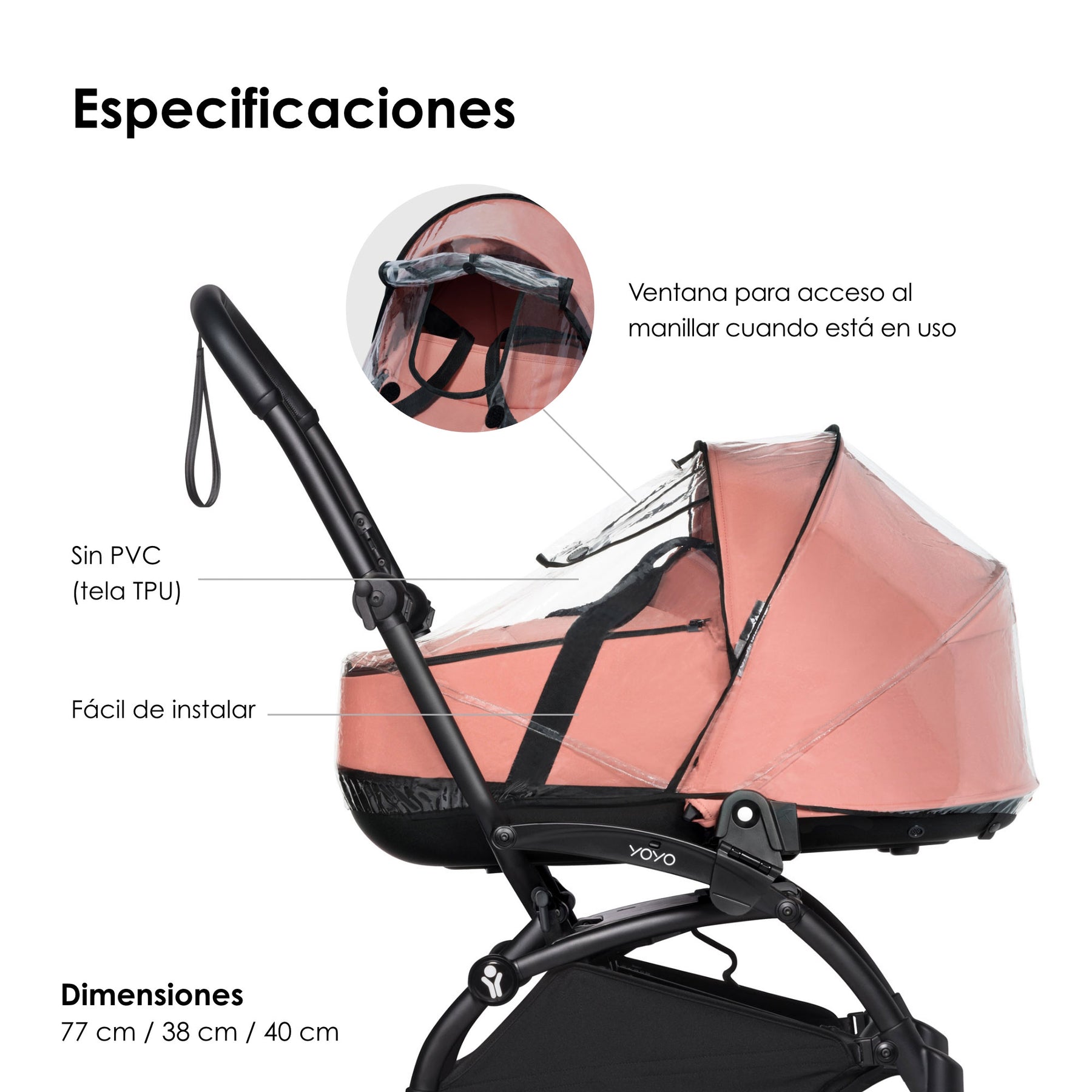 PROTECTOR DE LLUVIA PARA BASSINET COCHE MODELO YOYO²