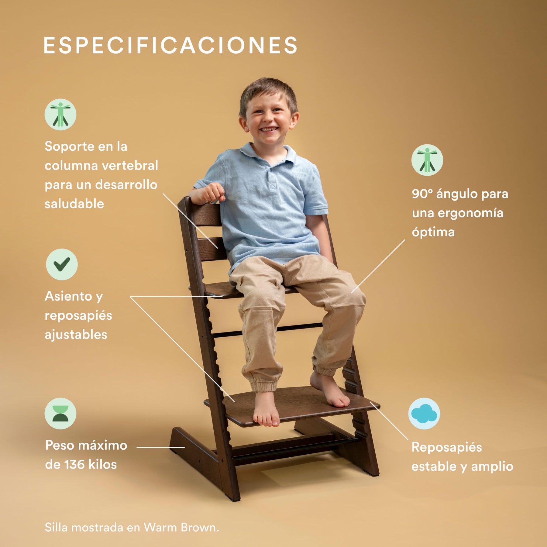 Silla Tripp Trapp Stokke en madera Roble  – Silla Ajustable y Evolutiva