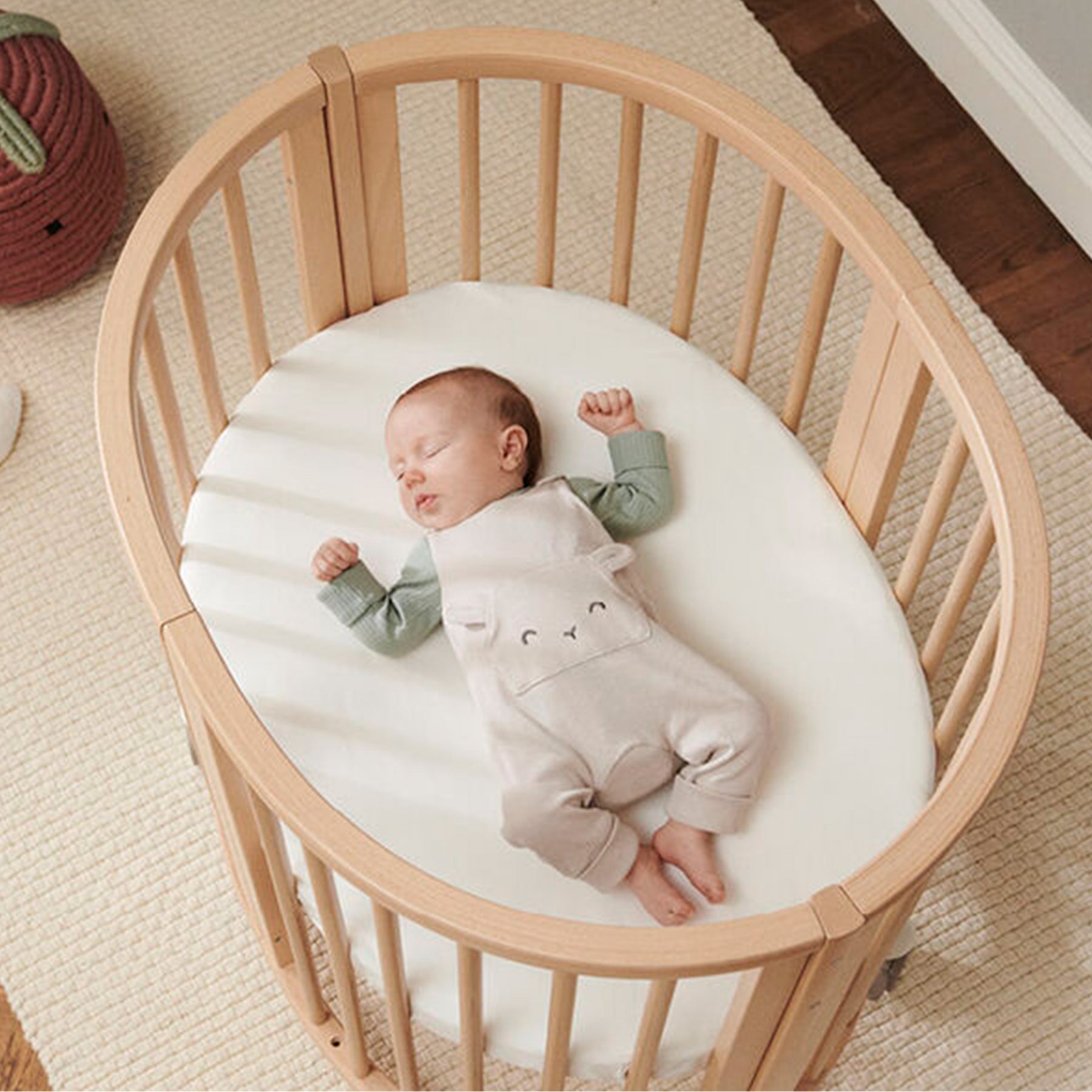  LA Baby Cuna compacta de madera no plegable, natural : Bebés