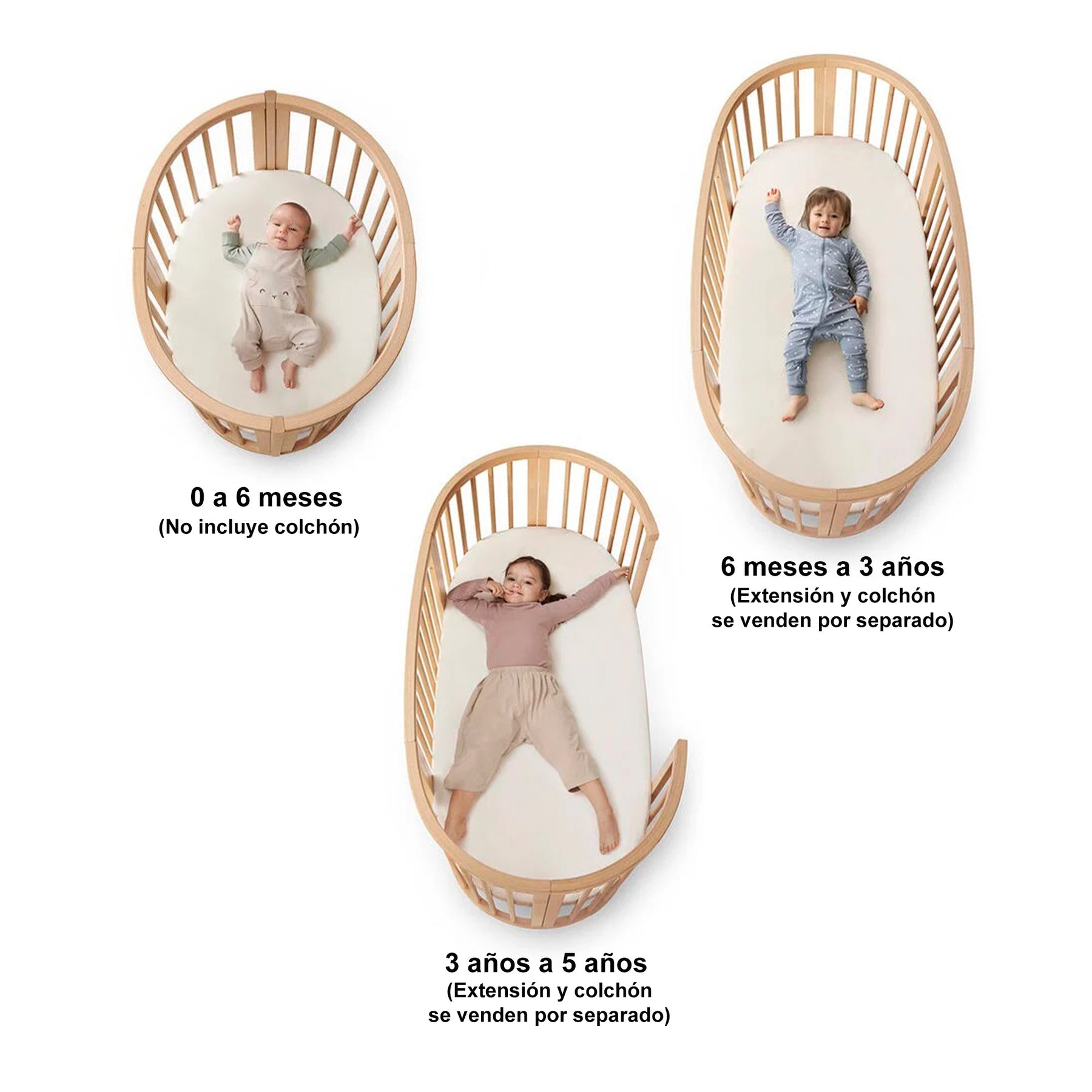 Cuna Mini Sleepi V3 evolutiva  + Kit de extensión + colchón de algodón STOKKE