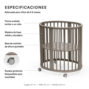 Cuna Mini Sleepi V3 evolutiva  +  Mástil de Dosel + Dosel +  colchón de algodón STOKKE