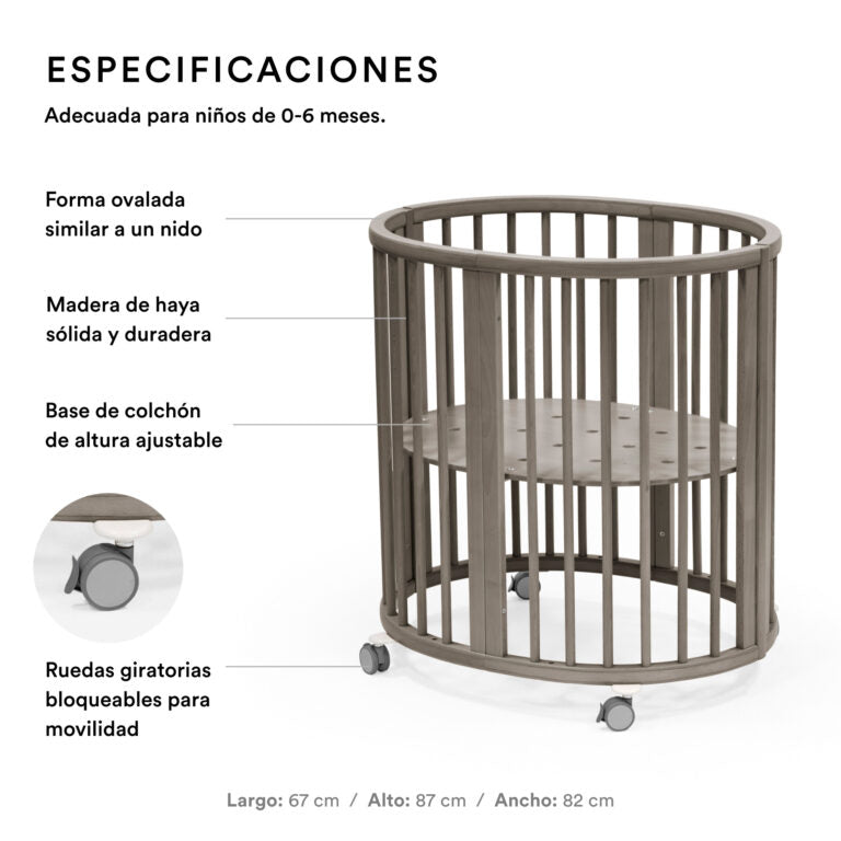 Cuna Mini Sleepi V3 evolutiva  +  Mástil de Dosel + Dosel +  colchón de algodón STOKKE